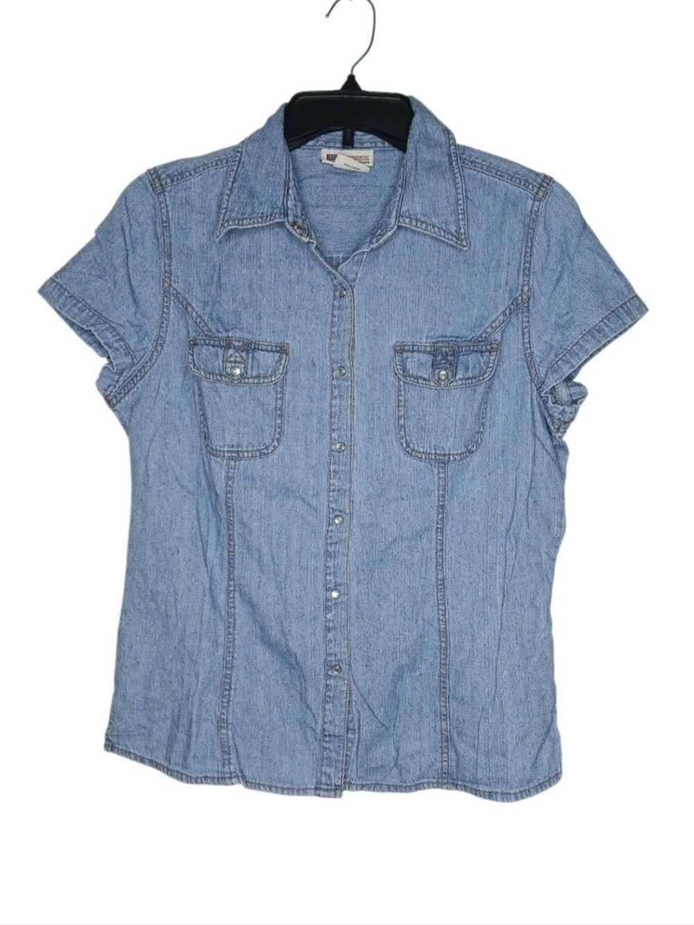 Faded Glory Light Blue Denim Button-Up Top